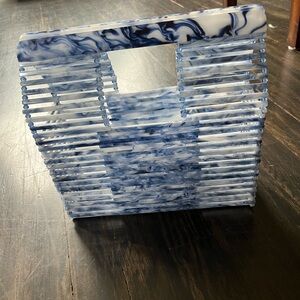 Blue and White Marbled Acrylic Handbag - Anthropologie (like Cult Gaia Ark bag)